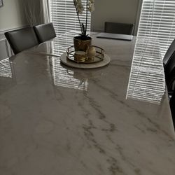 White Marble Dining Table with 10 Chairs