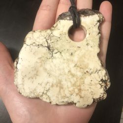 Natural White Buffalo Turquoise Slab Large Pendant