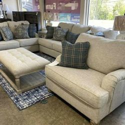 Traemore Linen Living Room Set Sofa, Loveseat, Chair 
