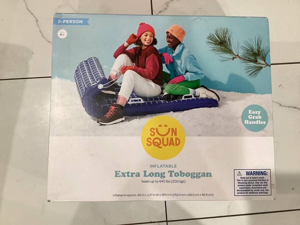 Sun Squad Infatable Extra Long Toboggan Snow Sled
