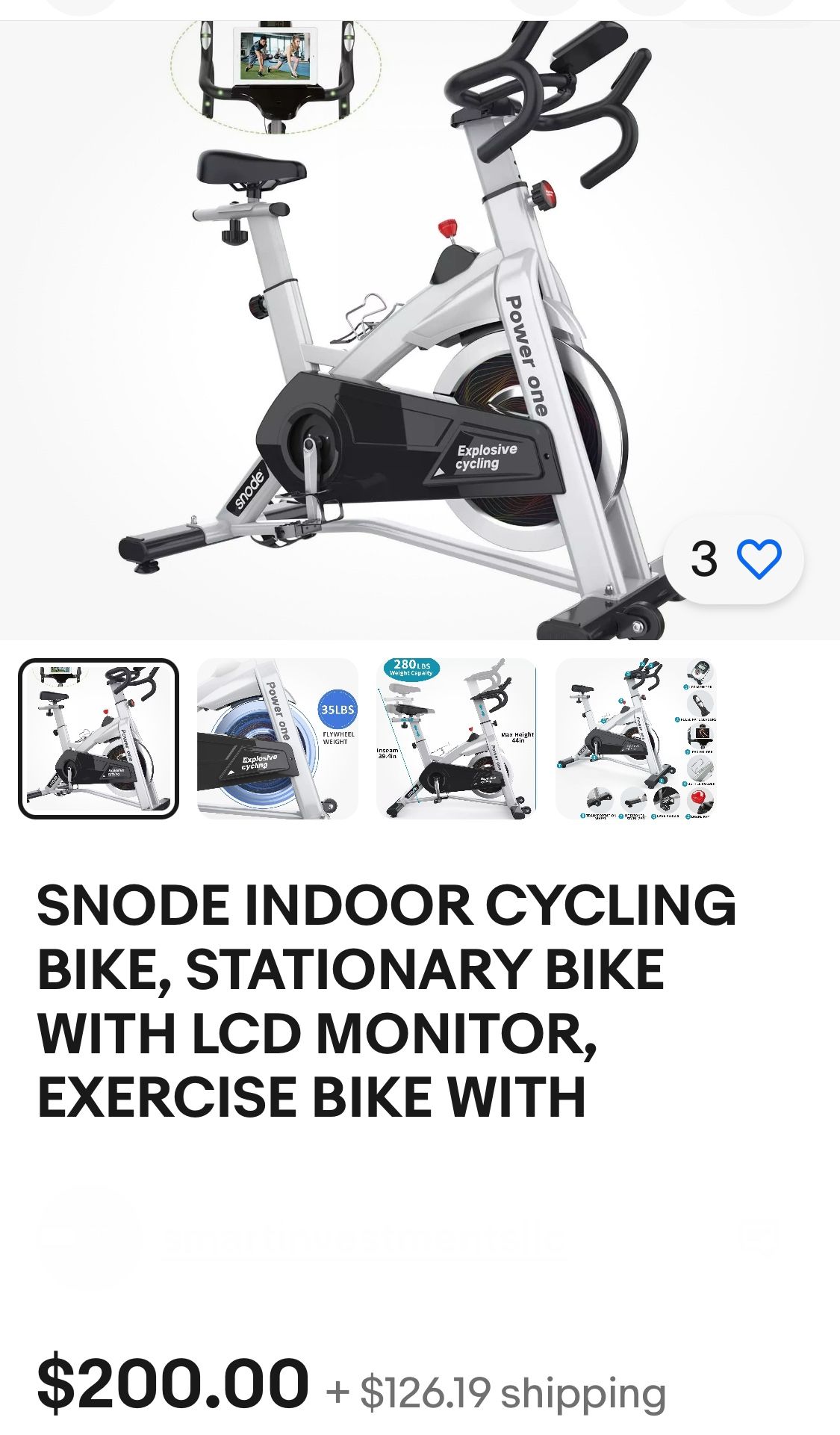 SNODE INDOOR CYCLING BIKE, STATIONARY BIKE WITH LCD MONITOR, EXERCISE BIKE 