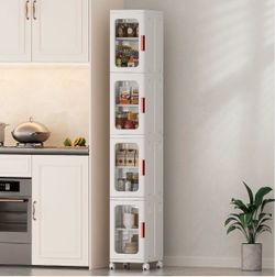 Stackable Rolling Storage Bins (White) — For Kitchen, Bathroom, Living Room, Household