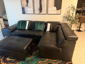 Black Leather Sectional Sofa