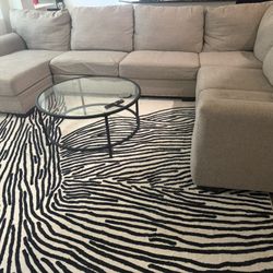 Beige L-Shaped Sectional Sofa – Good Condition!