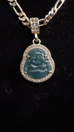 14k Gold Figaro with Blue Buddha Pendant