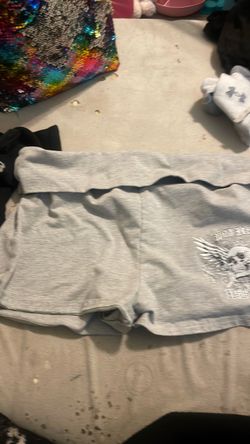 Gray Shorts with Skull Graphic