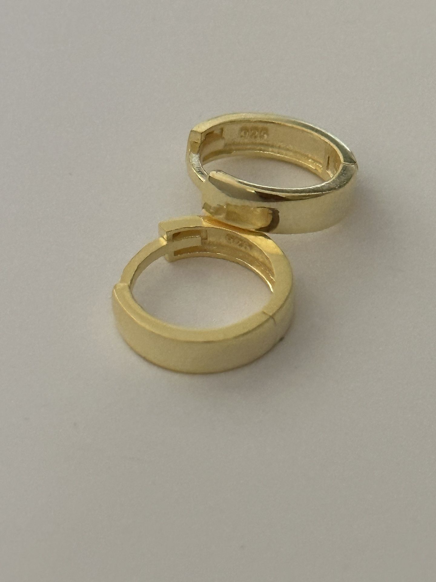 Unisex earrings 925 silver round hoops 18K yellow gold plated