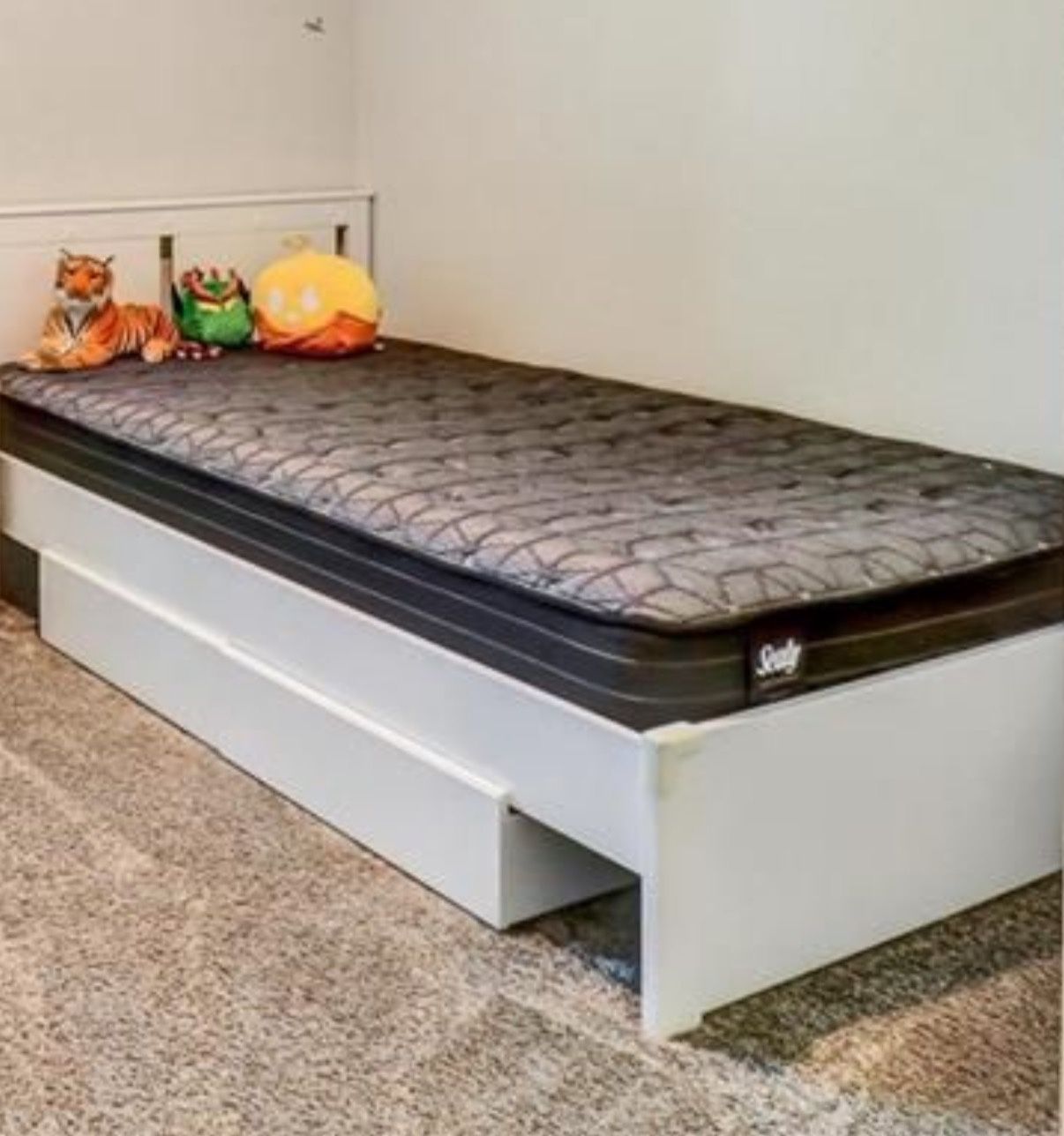 full Size Bed Frame With Sealy Mattress And One Under Bed Drawer