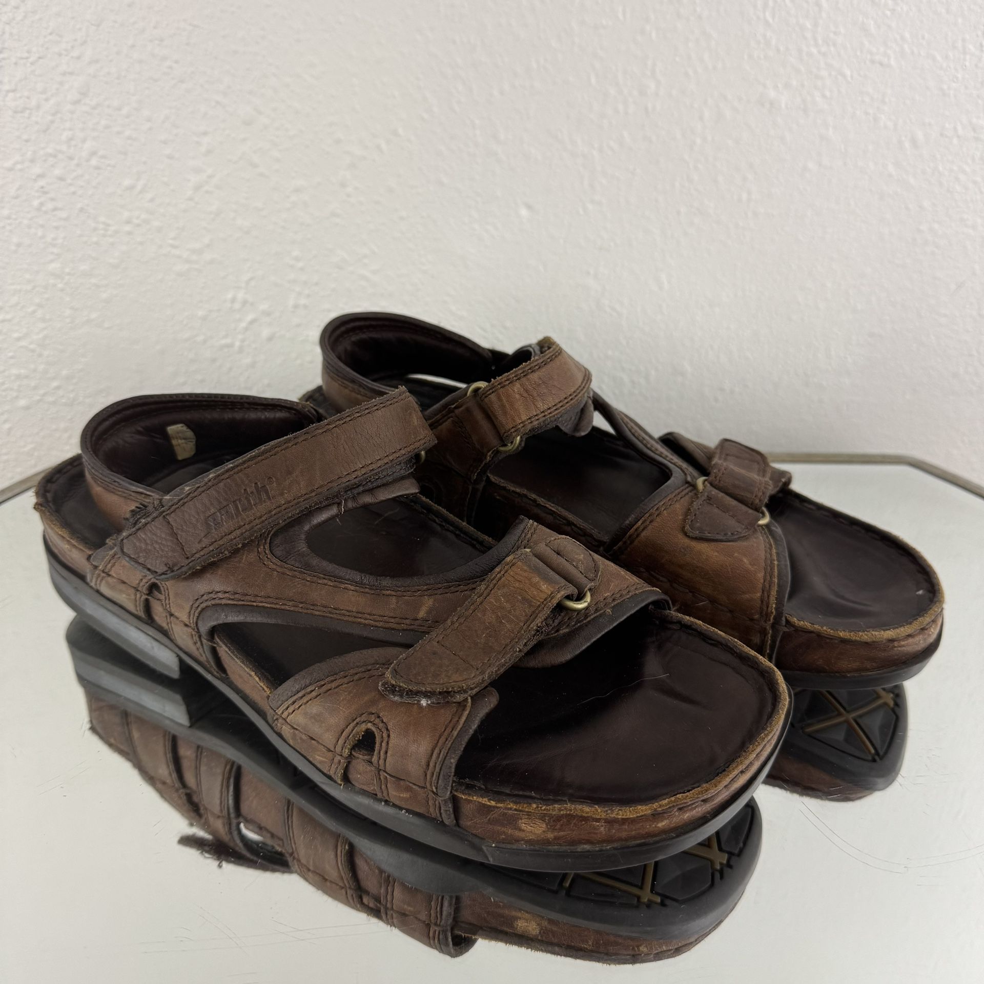 EARTH Vintage 90s Mens Brown Leather Doc Marten Vibes Strappy Fisherman Sandals