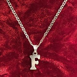 925 NEW SILVER Necklace With  F  Pendant 