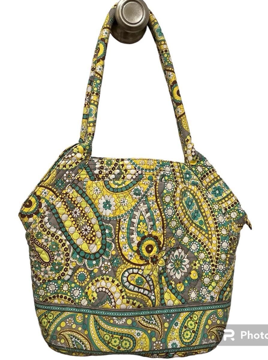 Vera Bradley Angle Tote Lemon Parfait Double Handles Handbag Tote