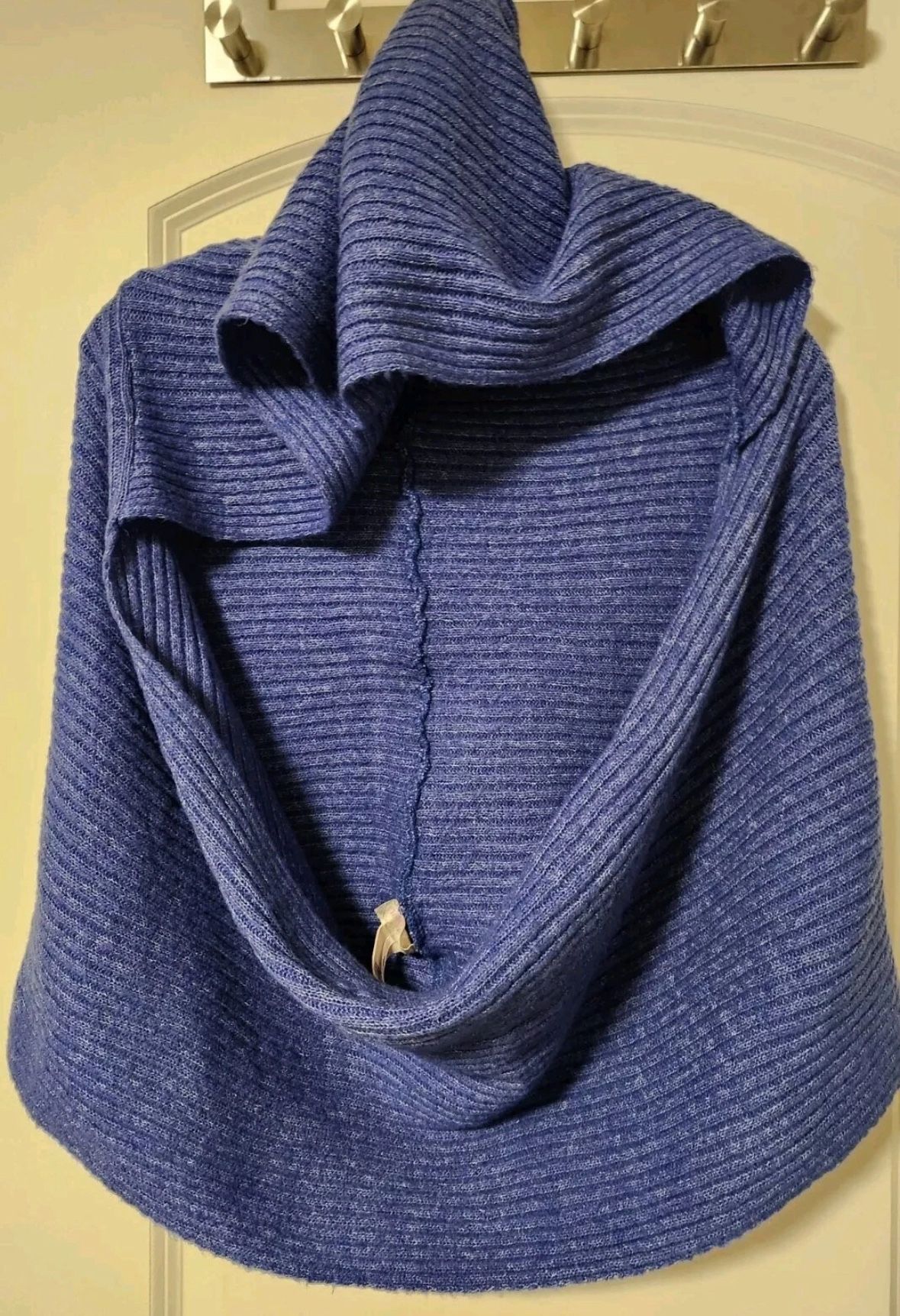 Free People Royal Blue Ribbed Knit Hooded Infinity Scarf