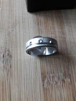 Stainless Steel Titanium Band Ring cz Crystals size8