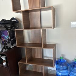 Wood Modern Zig Zag Bookshelf / Display Shelf 