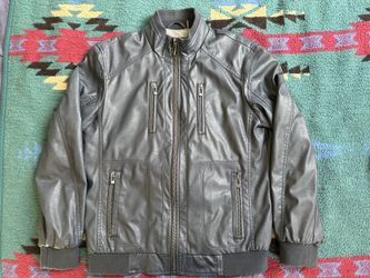 Vintage Calvin Klein Leather Navy Blue Jacket Men Size M