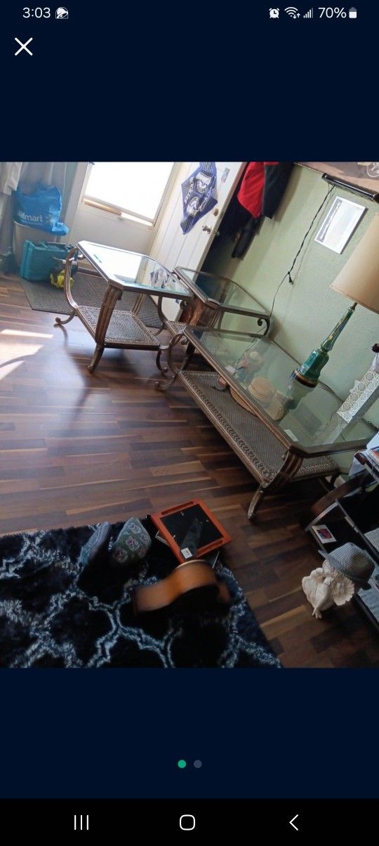 Glass Tables And 2 Side Table
