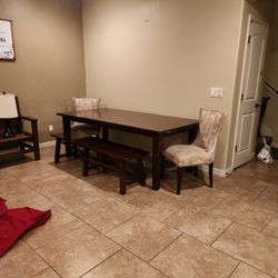 Dinning Table With Bench And 2 Chairs