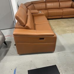 Cognac Sectional Recliner Set 