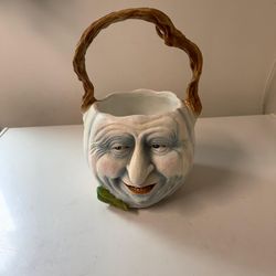 Vtg ELLEN GOMOLL White Peace Pumkin Halloween Ceramic Bowl