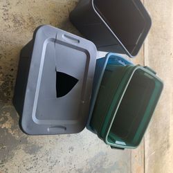 FREE: Several rubber/plastic containers (bins; most about 20 gallons)