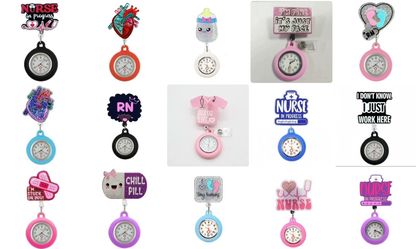 New Watch Badge Reel Customized Nurse Glitter Watch Badge Reel Nurse Doctor Pocket Watches Clip Hang Medicine Clock