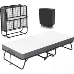 Foldable Bed Full Size - Mattress Included 5 Inch Memory Foam