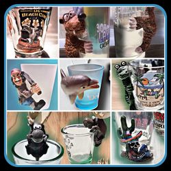 🦈🐻🐊🐬🦌💀☠️ Lot of 7 3D Shot Glasses – Animal & Character Collection ☠️💀🦌🐬🐊🐻🦈