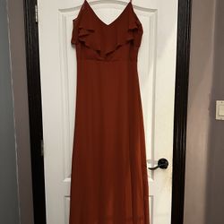 Eva USA Rust Long Off Shoulder Formal Bridesmaids Chiffon Dress Size XL
