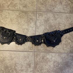 Black Leather Hip Belt Bag Holster Fanny