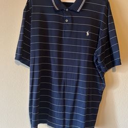 XL Royal Blue Striped Polo T-Shirt 