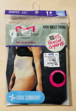 New Maidenform Cool Comfort Flexees 1 High Waist Black Thong FLS079 Size 2XL