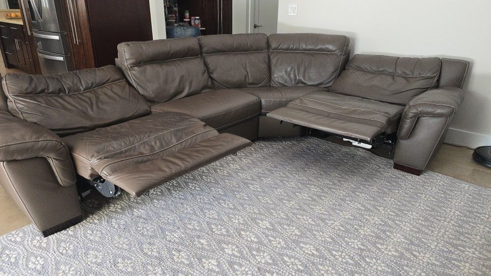 Leather Sectional Recliner Sofa