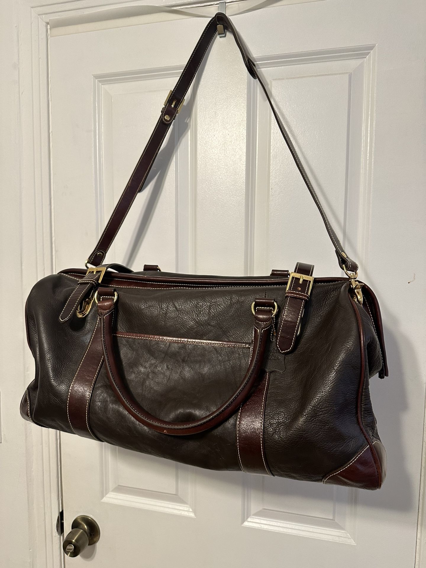 Vintage Mila Paoli Doctor’s Pebble Leather Duffle Bag 20 1/2” by 10” by 9”
