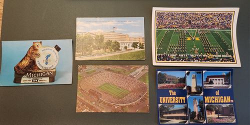 Lot of 5 Vintage University of Michigan Wolverine Advertising and Postcards