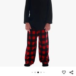 Boys red plaid PJs (long shirt, pants and socks)