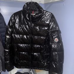 Moncler Men’s Black Shiny Puffer Jacket Down Coat Size Small Authentic