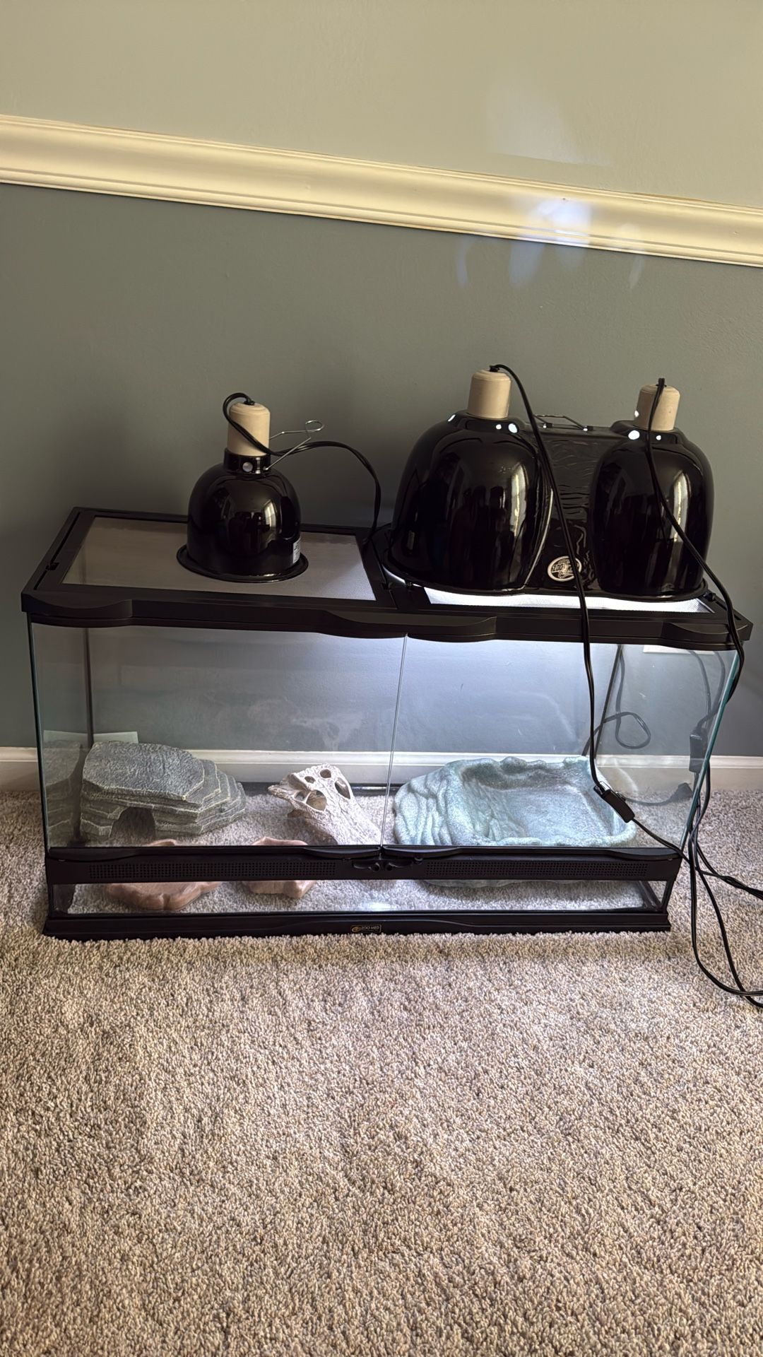 ZOO MED 30.5x12x17 REPTILE TANK WITH INCLUDED LIGHTING AND ACCESSORIES READ DESCRIPTION