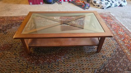 Wood and Glass Top Coffee Table