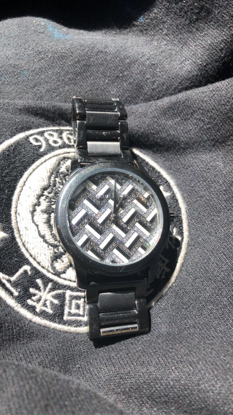 michael kors Hartman Chevron Pavé Gunmetal-Tone Watch