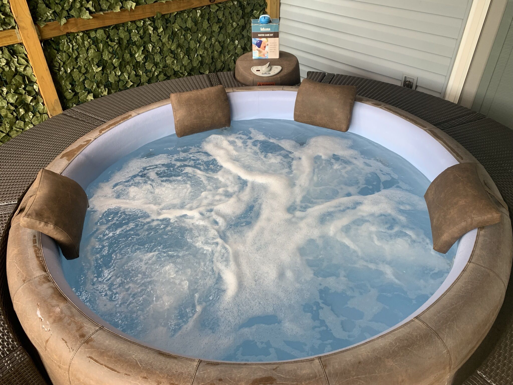 Hot Tub from SoftTub  300 with Rattan Surround and Teak Step $5450.00  or Best Offer