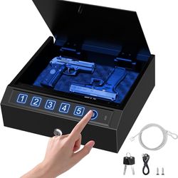 CTSAFEPRO Biometric Gun Safe for Pistols 3-Ways unlock Fingerprint Digital PIN Key Unlock Pistol Safe