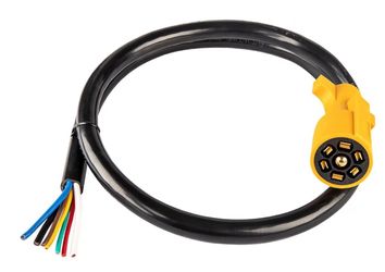 4ft Replacement 7-Pin RV Blade Trailer Wiring Harness Plug Heavy Duty Pre-Wired 7-Way RV Trailer End Connector 4 Feet Cable 7 Prong Molded Trailer Lig