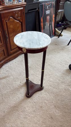 Marble Top Pedestal Plant Stand