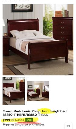 NEW IN UNOPENED BOXES! Crown Mark Twin Sleigh Bed + 5-Drawer Chest - $375 for BOTH! (Retail Price: $950 before tax)