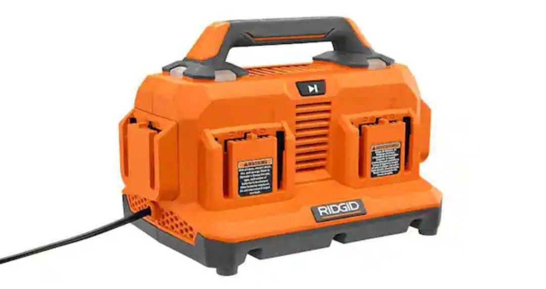 NEW RIDGID AC86096 18V Li-Ion 6-Port Sequential Battery Charger w/Pass Through Plug