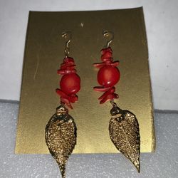Handmade Red Corral With Gold Leaves Mesh