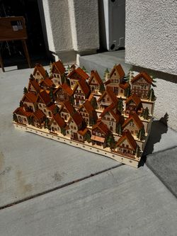 Lit Wooden Alpine Village Advent Calendar