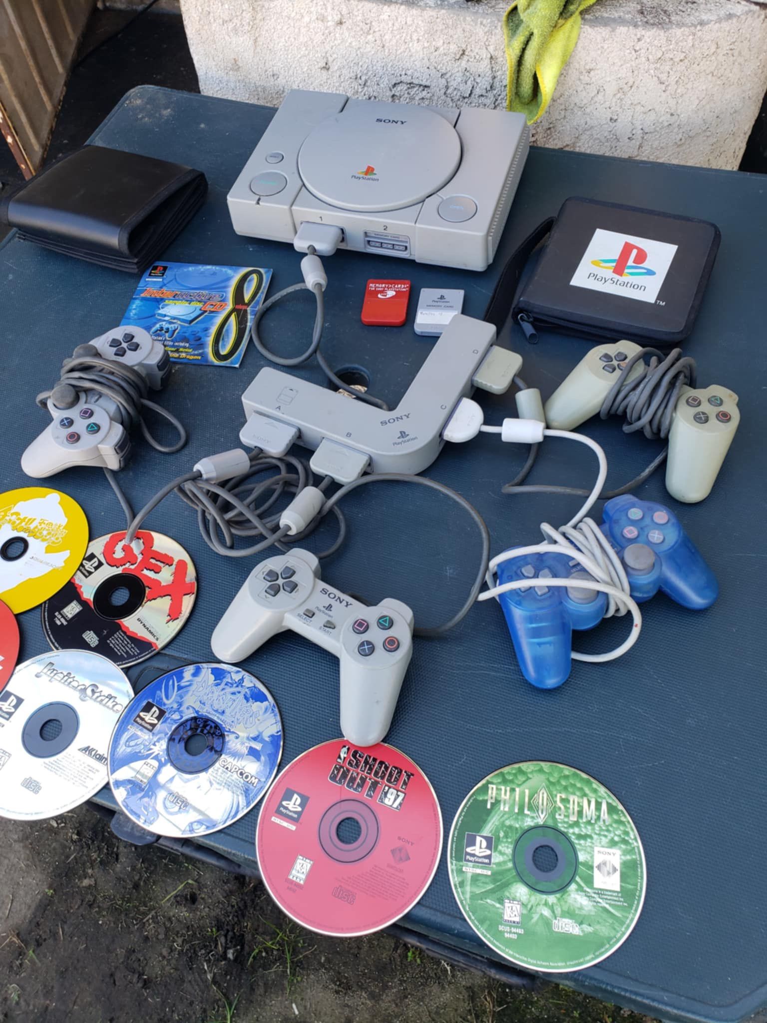 9 PS1 Games. With Playstation 1 Console all cables. 1 Station. 4 Controllers. 2 memory Cards. 1 Disc Newsealed. $400! Or best offer. Trade are welcome