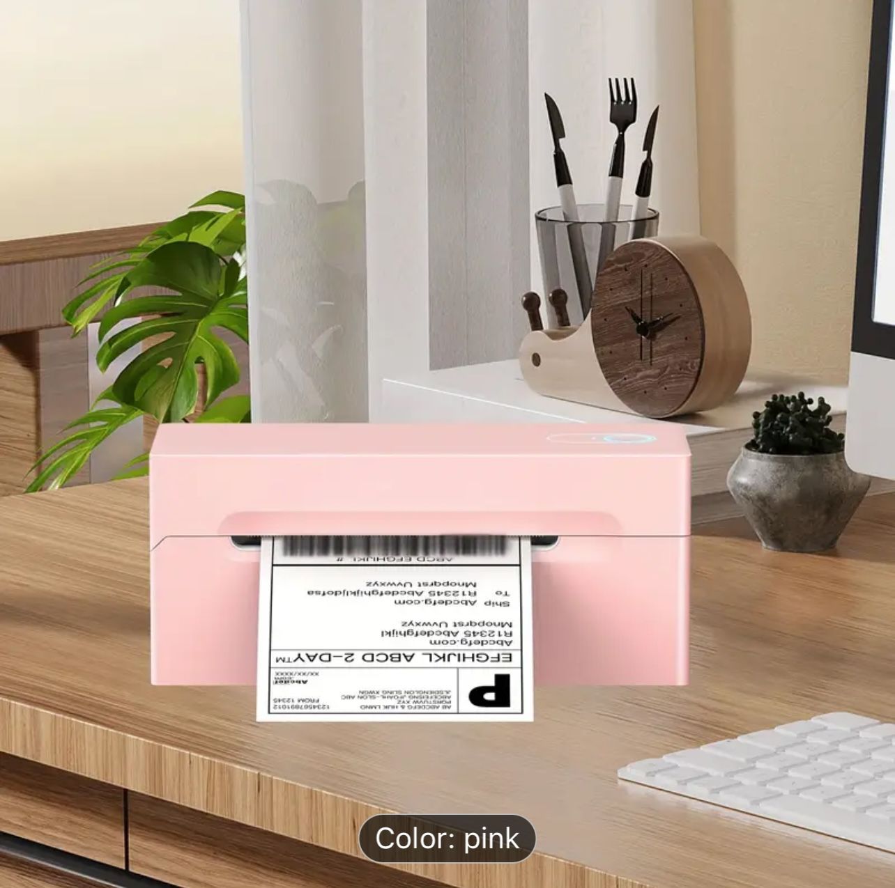 New Bluetooth Thermal Shipping Label Printer, Pink -brand new