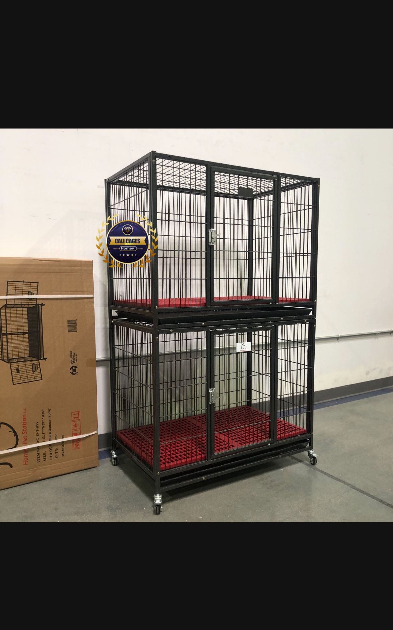 Double Stacked Dog Pet Cage Kennel Size 37 Medium With Plastic Grit And Tray New In Box